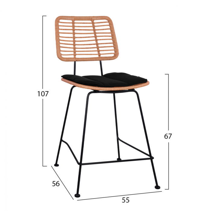 ΣΚΑΜΠΟ ΜΕΣΑΙΟΥ ΥΨΟΥΣ ALLEGRA HM5644 ΜΕΤΑΛΛΙΚΟ ΜΕ WICKER ΣΕ ΜΠΕΖ ΑΠΟΧΡΩΣΗ 55x56x107 εκ.-2