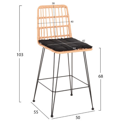 ΣΚΑΜΠΟ ΜΕΣ.ΥΨΟΥΣ ALLEGRA HM5643.11 ΜΕΤΑΛΛΟ&ΜΑΞΙΛΑΡΙ ΜΑΥΡΟ-WICKER ΜΠΕΖ 50x55x103Υεκ.-2