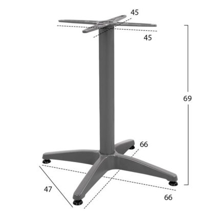 ΒΑΣΗ ΑΛΟΥΜΙΝΙΟΥ 4ΝΥΧΗ 66Χ66X69Υεκ. ΜΕ ΣΤΑΥΡΟ 45x45εκ. HM448.04 ΓΚΡΙ-2