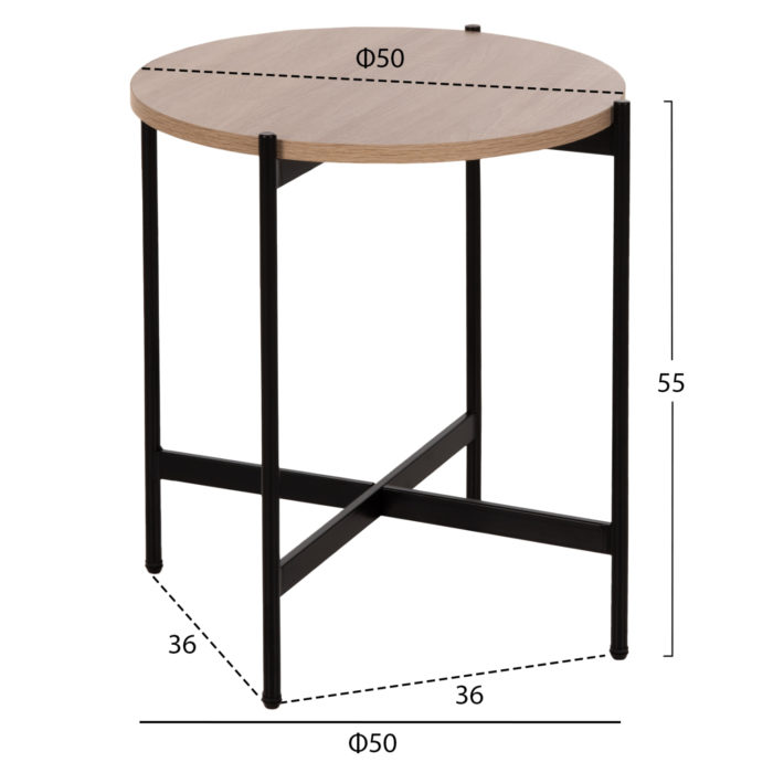 ΒΟΗΘΗΤΙΚΟ ΤΡΑΠΕΖΙ HM9589.03 MDF SONAMA-ΜΑΥΡΗ ΜΕΤΑΛΛΙΚΗ ΒΑΣΗ Φ50x55Υεκ.-2