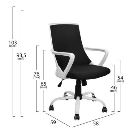 ΚΑΡΕΚΛΑ ΓΡΑΦΕΙΟΥ MALFOI HM1053.01 ΜΑΥΡO MESH & ΠΟΔΙ ΜΕΤΑΛΛΙΚΟ 58x59x103 εκ.-2