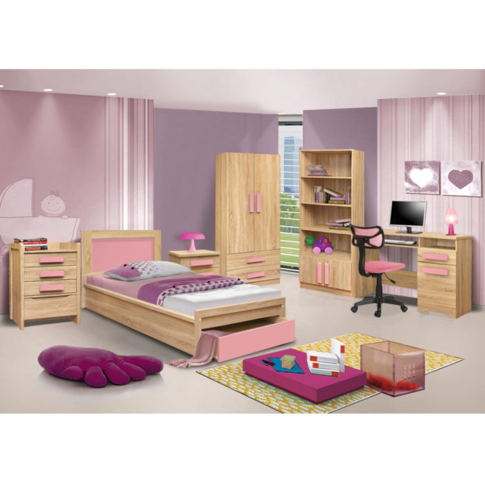 ΚΡΕΒΑΤΙ ΜΕ ΣΥΡΤΑΡΙ PLAYROOM HM330.02 SONAMA-ΡΟΖ 90Χ190εκ.-3