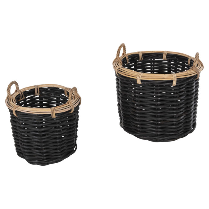 ΣΕΤ 2 ΚΑΛΑΘΙΑ POTTS HM4379 ΜΑΥΡO&ΦΥΣΙΚΟ ΧΡΩΜΑ- CL RATTAN Φ61+Φ45εκ.-4