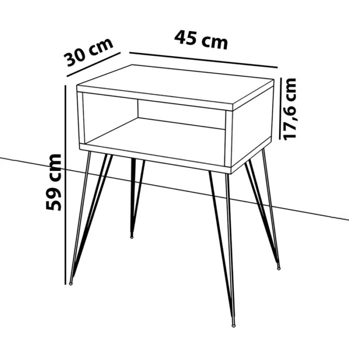 Κομοδίνο Naida pakoworld λευκό μελαμίνης 45x30x59εκ-2