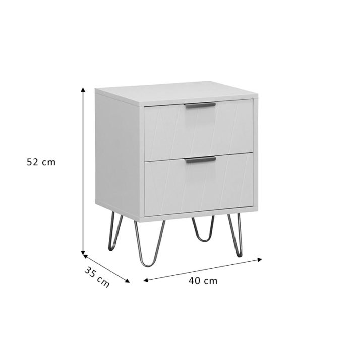 Κομοδίνο Culture pakoworld με 2 συρτάρια λευκό-χρυσό 40x35x52εκ-2