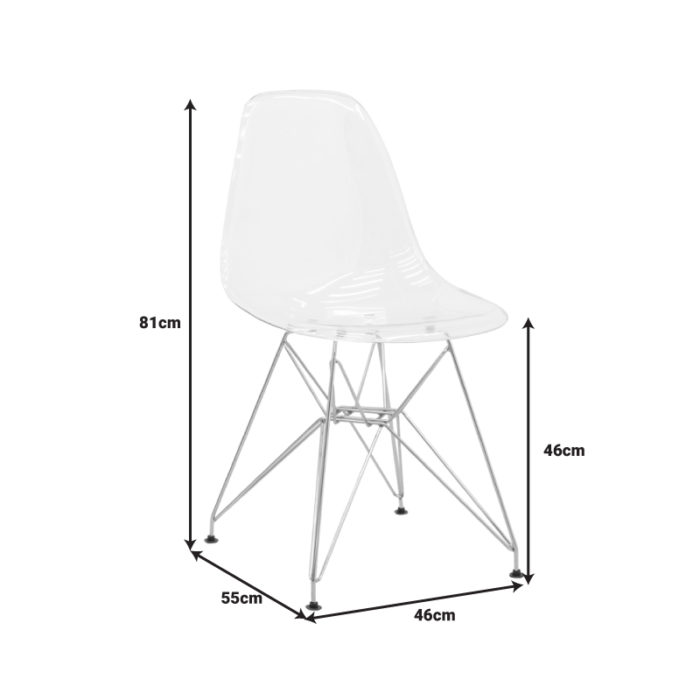 Καρέκλα Adelle pakoworld PP διάφανο-inox πόδι 46x55x81εκ-4