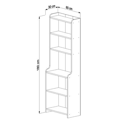 ΒΙΒΛΙΟΘΗΚΗ NEAT HM18194.04 ΜΕΛΑΜΙΝΗ ΣΕ ΦΥΣΙΚΟ ΧΡΩΜΑ ΞΥΛΟΥ 60x30x180Υεκ.-2