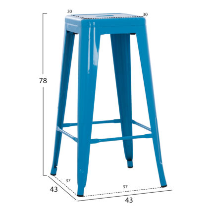 ΣΚΑΜΠΟ BAR ΜΕΤΑΛΛΙΚΟ MELITA ΣΕ ΜΠΛΕ HM8642.08 43x43x78 εκ.-2