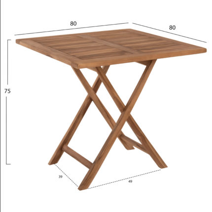 ΤΡΑΠΕΖΙ ΤΕΤΡΑΓΩΝΟ KENDALL ΠΤΥΣΣΟΜΕΝΟ HM9544 TEAK ΣΕ ΦΥΣΙΚΟ ΧΡΩΜΑ 80x80x75Yεκ.-2