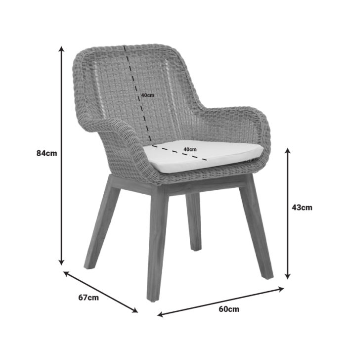 Πολυθρόνα Charlen pakoworld σκελετός αλουμινίου με teak πόδι σε φυσική απόχρωση και κρεμ μαξιλάρι 60x67x84εκ-4