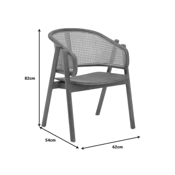 Πολυθρόνα Anlene pakoworld σκελετός teak ξύλο σε καρυδί απόχρωση με rattan σε μπεζ απόχρωση 62x54x82εκ-4