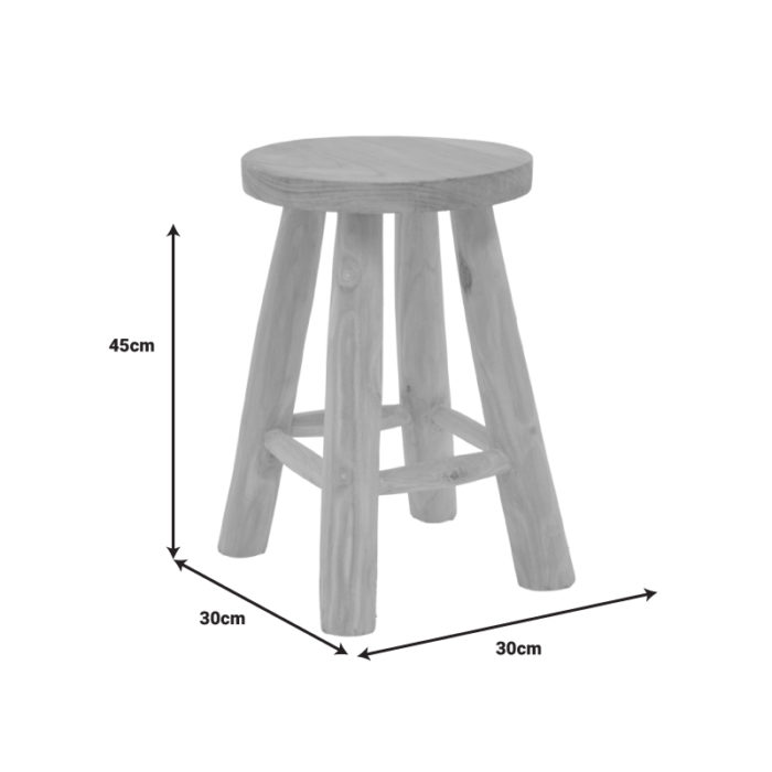 Σκαμπό Verenity pakoworld teak ξύλο σε φυσική απόχρωση Φ30x45εκ-2