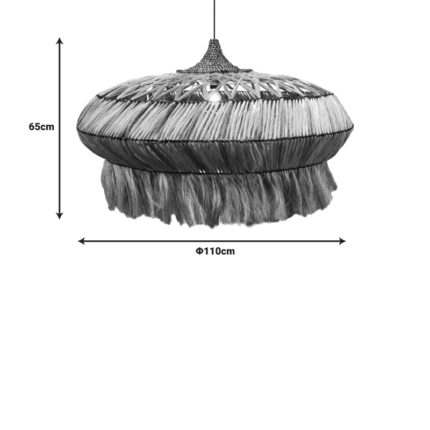 Φωτιστικό οροφής Merdone Inart abaca ξύλο σε φυσικό χρώμα Φ110x65εκ