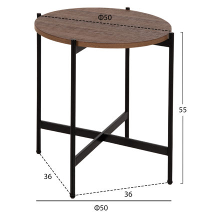 ΒΟΗΘΗΤΙΚΟ ΤΡΑΠΕΖΙ HM9589.04 MDF ΚΑΡΥΔΙ-ΜΑΥΡΗ ΜΕΤΑΛΛΙΚΗ ΒΑΣΗ Φ50x55Υεκ.-2