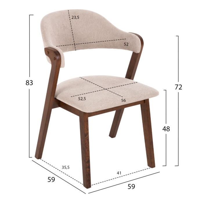 ΚΑΡΕΚΛΑ RIDER HM9734.02 RUBBERWOOD ΣΕ ΚΑΡΥΔΙ-ΥΦΑΣΜΑ ΕΚΡΟΥ 59x59x83Yεκ.-2