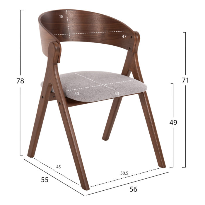 ΚΑΡΕΚΛΑ NEKKER HM9739.01 RUBBERWOOD ΣΕ ΚΑΡΥΔΙ-ΓΚΡΙ ΥΦΑΣΜΑ ΚΑΘΙΣΜΑ 56x55x78Yεκ.-2