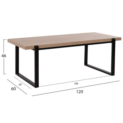 ΤΡΑΠΕΖΙ ΣΑΛΟΝΙΟΥ HM9585.03 MDF SONOMA-ΜΑΥΡΗ ΜΕΤΑΛΛΙΚΗ ΒΑΣΗ 120x60X46Yεκ.-2