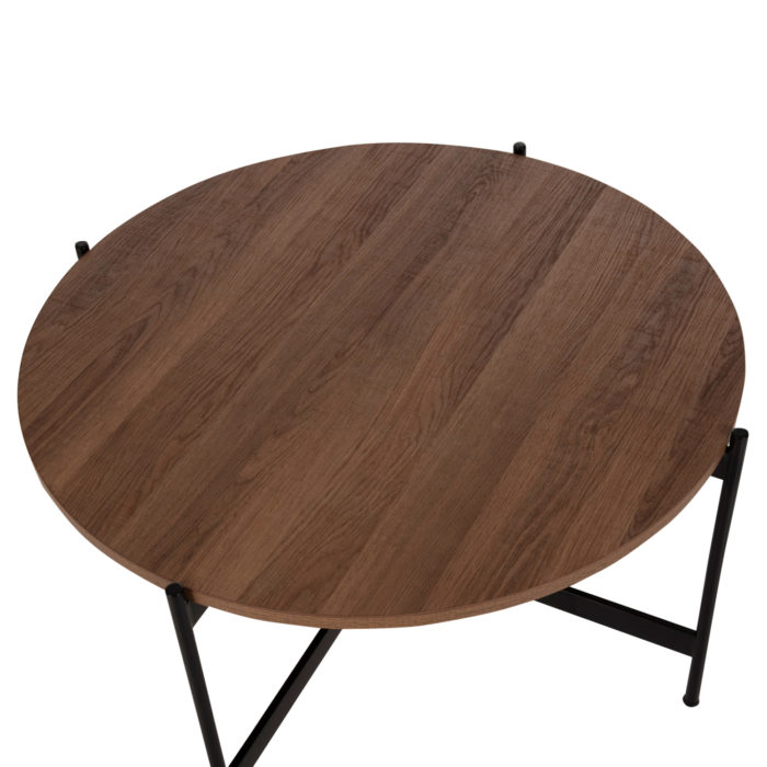 ΤΡΑΠΕΖΙ ΣΑΛΟΝΙΟΥ HM9588.04 MDF ΚΑΡΥΔΙ-ΜΑΥΡΗ ΜΕΤΑΛΛΙΚΗ ΒΑΣΗ Φ80x45Υεκ.-5