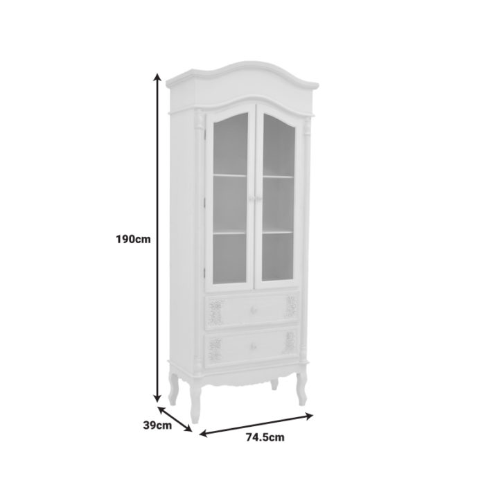 Βιτρίνα Pazlen Inart mdf σε λευκή αντικέ απόχρωση 74.5x39x190εκ-3