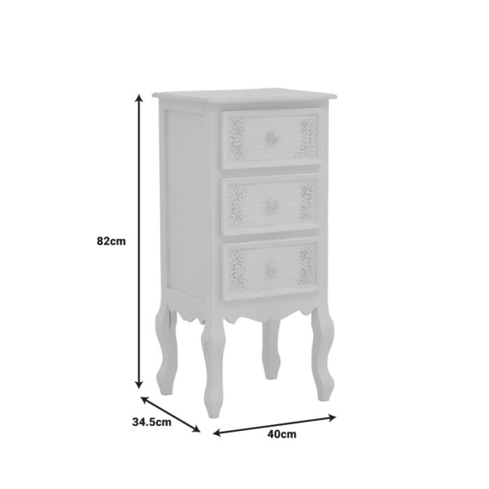 Συρταριέρα Pazlen Inart mdf σε λευκή αντικέ απόχρωση 40x34.5x82εκ-3