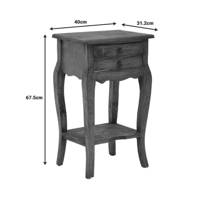 Βοηθητικό τραπεζάκι με συρτάρια Florellia pakoworld φυσικό αντικέ μαόνι ξύλο 40x31x67.5εκ-3