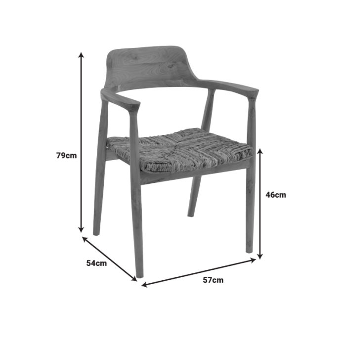 Πολυθρόνα Denverone pakoworld φυσικό teak ξύλο-banana σχοινί 57x54x79εκ-4