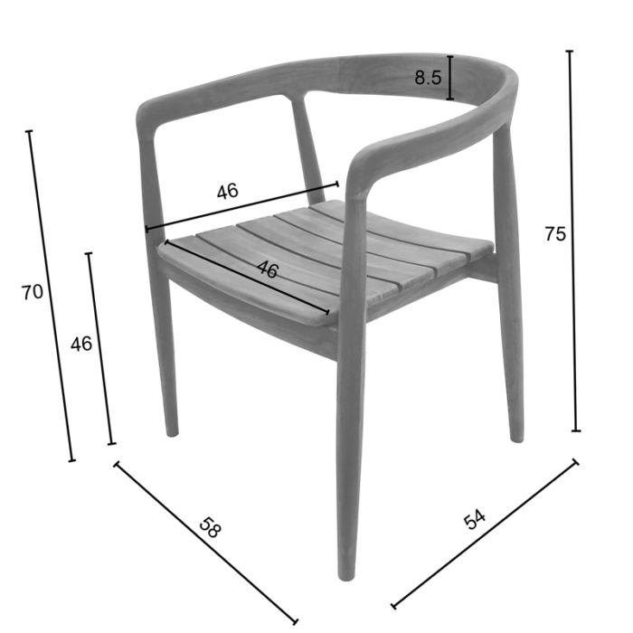 Πολυθρόνα Noody pakoworld teak ξύλο σε φυσική απόχρωση 62x55x75εκ-4