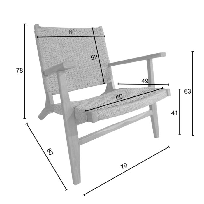 Πολυθρόνα Crosy pakoworld teak ξύλο σε φυσική απόχρωση 71x81x75εκ-4