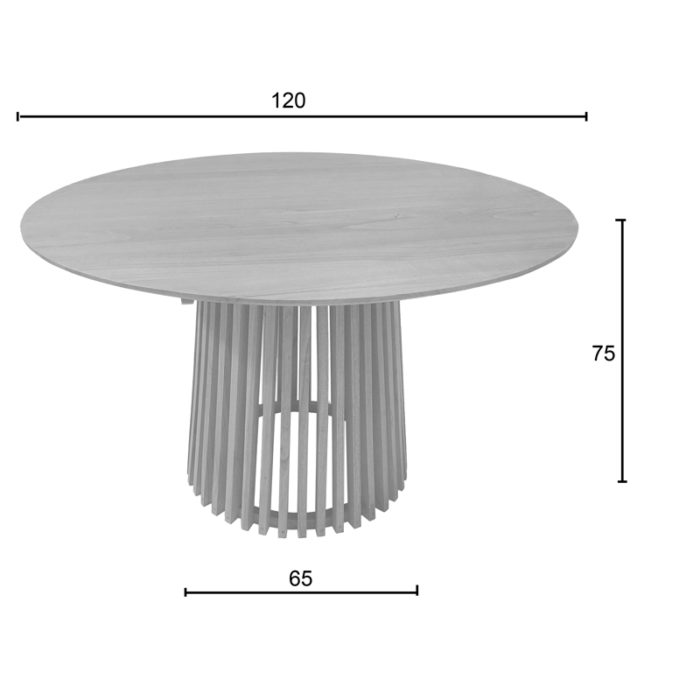 Τραπέζι Kenda pakoworld mindi ξύλο σε φυσική απόχρωση Φ120x75εκ-3