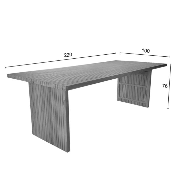 Τραπέζι Zibra pakoworld teak ξύλο σε φυσική απόχρωση 220x100x75εκ-3