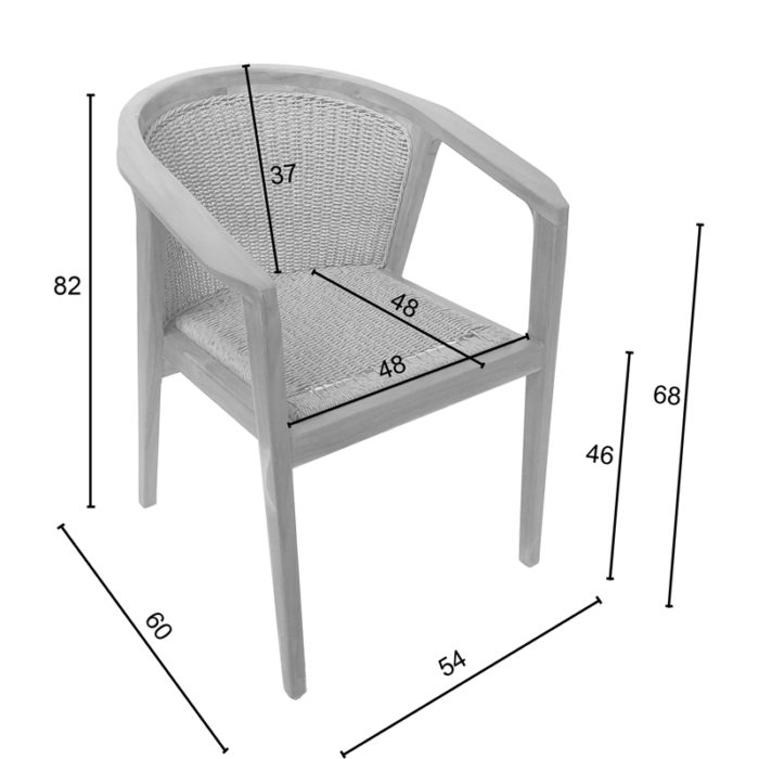 Πολυθρόνα Granny pakoworld teak wood και συνθετικό σχοινί σε φυσική απόχρωση 60x60x82εκ-4