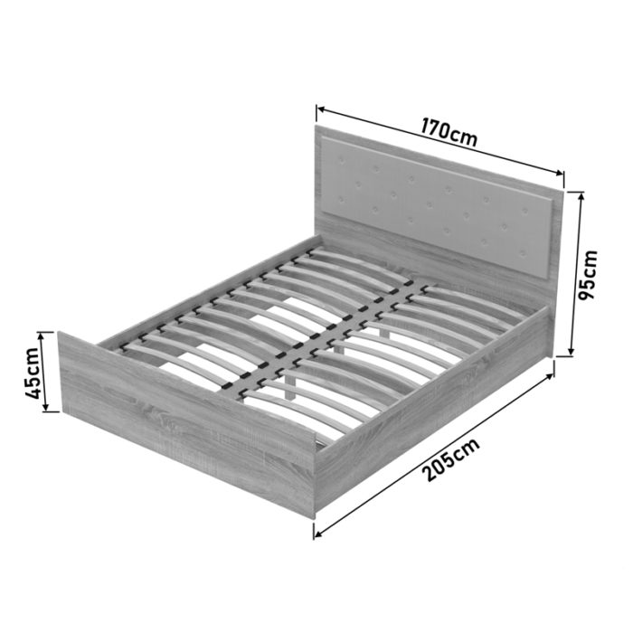 Κρεβάτι διπλό Vita Plus pakoworld σε sonoma απόχρωση 160x200εκ-2