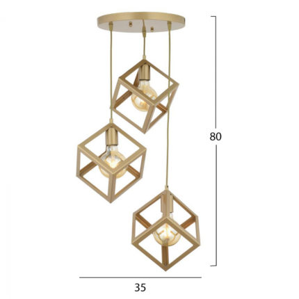 ΦΩΤΙΣΤΙΚΟ ΟΡΟΦΗΣ 3ΦΩΤΟ ΜΕΤΑΛΛΙΚΟ ΧΡΥΣΟ HM7419.02 35x80Υ εκ.-2