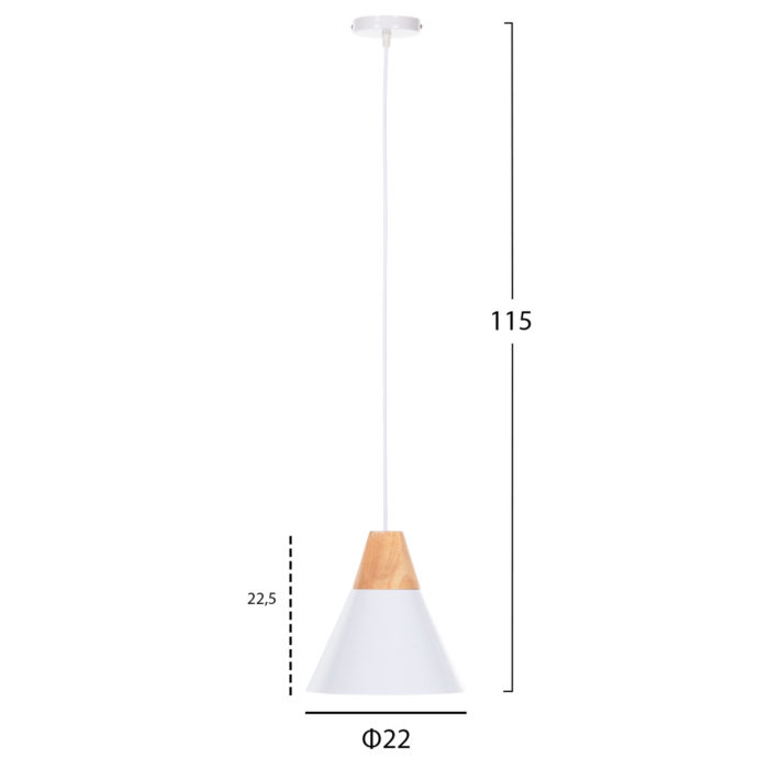 ΦΩΤΙΣΤΙΚΟ ΟΡΟΦΗΣ ΚΡΕΜΑΣΤΟ HM4149 ΛΕΥΚΟ ΜΕΤΑΛΛΙΚΟ ΚΑΠΕΛΟ-ΞΥΛΟ Φ22x115Υ εκ.-2