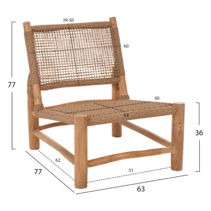 ΚΑΡΕΚΛΑ LONDER HM5986 ΞΥΛΟ TEAK ΣΕ ΦΥΣΙΚΟ ΚΑΙ ΣΥΝΘΕΤΙΚΟ RATTAN 63x77x77Υεκ.-2