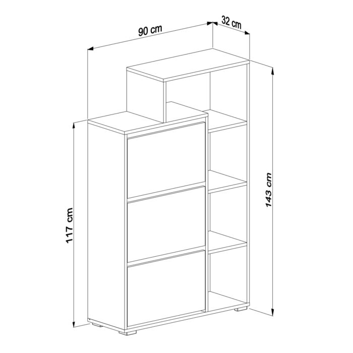 ΠΑΠΟΥΤΣΟΘΗΚΗ ROBBEN HM18189.01 ΜΕΛΑΜΙΝΗ ΣΕ ΛΕΥΚΟ 90x30x143Υεκ.-2