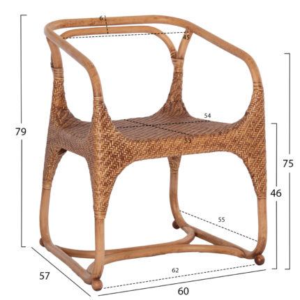 ΠΟΛΥΘΡΟΝΑ RELIK ΕΣΩΤΕΡΚΩΝ ΧΩΡΩΝ HM9955.02 ΦΥΣΙΚΟ RATTAN-ΚΑΡΥΔΙ ΧΡΩΜΑ 60x57x79Υεκ.-2