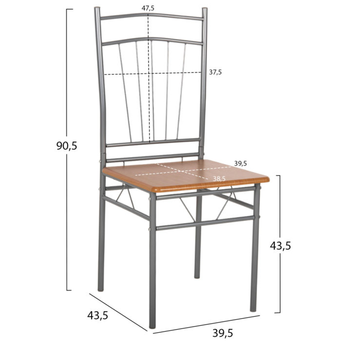 ΣΕΤ ΤΡΑΠΕΖΑΡΙΑΣ 5ΤΜΧ PEARY HM9416.12 ΜΕΤΑΛΛΟ ΑΣΗΜΙ-MDF ΣΟΝΑΜΑ 110x60x74Yεκ.-2