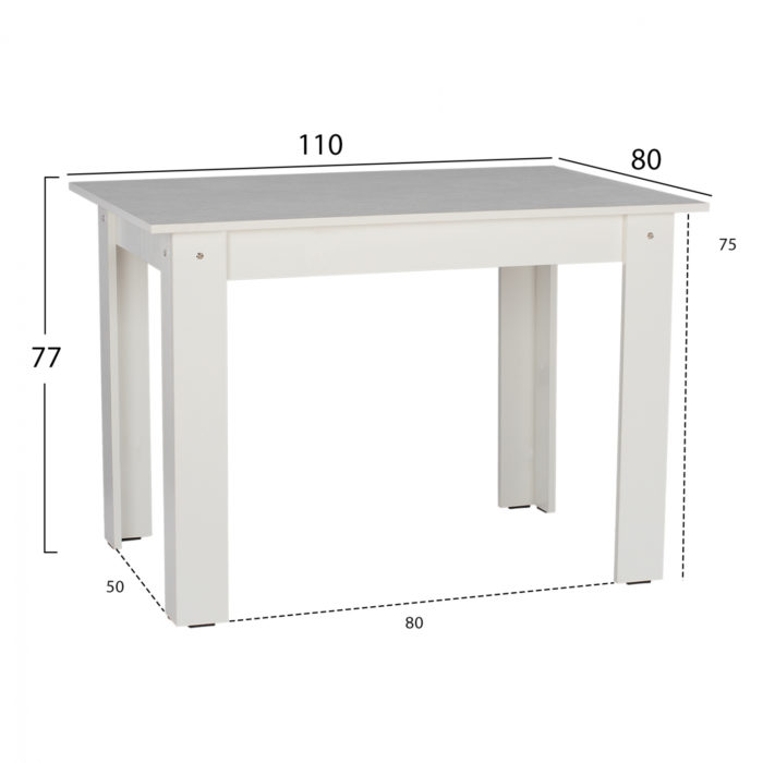 ΤΡΑΠΕΖΙ ΚΟΥΖΙΝΑΣ 110x80x77Υεκ. ΛΕΥΚΟ HM2428.03-2