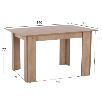 ΤΡΑΠΕΖΙ ΚΟΥΖΙΝΑΣ 140x80x77Υεκ. SONAMA OAK HM2429.01-2