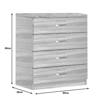 Συρταριέρα Killian pakoworld  με 4 συρτάρια sonoma 80x40x80εκ