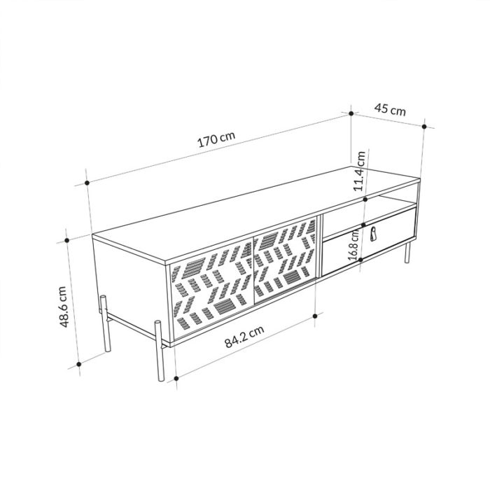 Έπιπλο τηλεόρασης Melati pakoworld καρυδί 170x45x48.5εκ-2