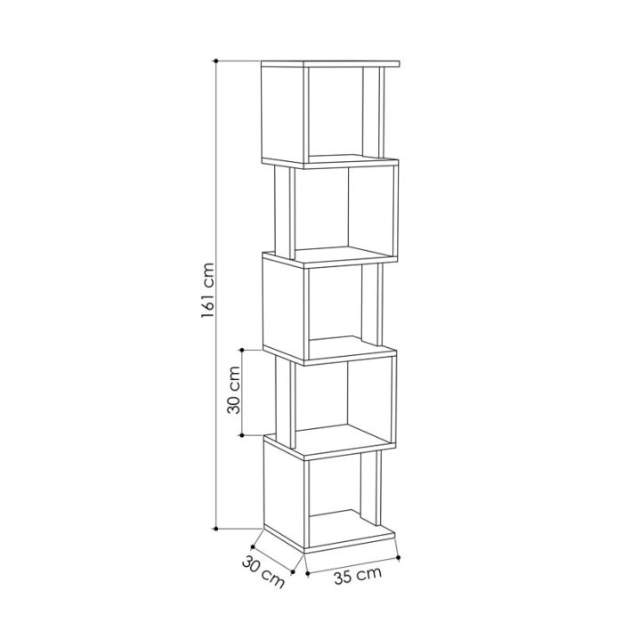 Βιβλιοθήκη - στήλη Piri pakoworld λευκό μελαμίνης 35x30x161εκ-2