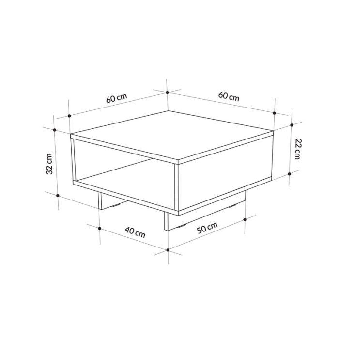 Τραπέζι σαλονιού Hola pakoworld μελαμίνης oak 60x60x32εκ-2