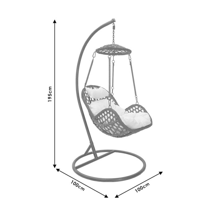 Κούνια Margie pakoworld κρεμαστή μέταλλο-pp καφέ μαξιλάρι-μπεζ 100x100x195εκ-4