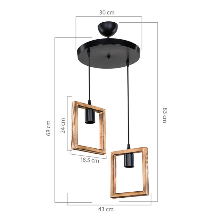 Φωτιστικό οροφής δίφωτο Isolate pakoworld Ε27 καρυδί Φ43x83εκ-2