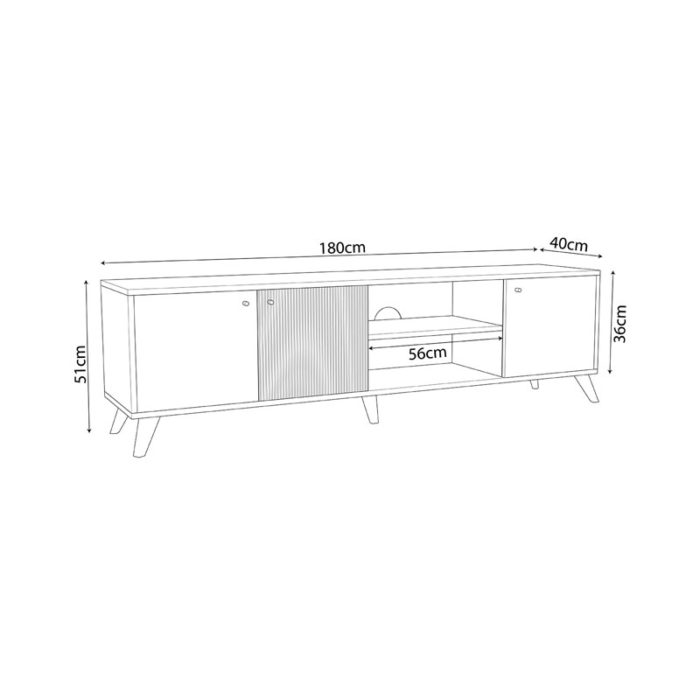 Έπιπλο τηλεόρασης Flipter pakoworld μελαμίνης sonoma-μαύρο 180x40x51εκ-2