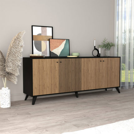 Μπουφές Flipter pakoworld μελαμίνης oak-μαύρο 180x40x78