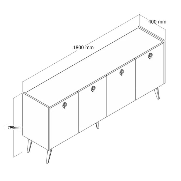 Μπουφές Jeslie pakoworld μελαμίνης oak-ανθρακί 180x40x79εκ-2