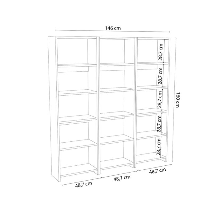 Βιβλιοθήκη Rabuku pakoworld σε λευκή απόχρωση 146x22x123εκ-2